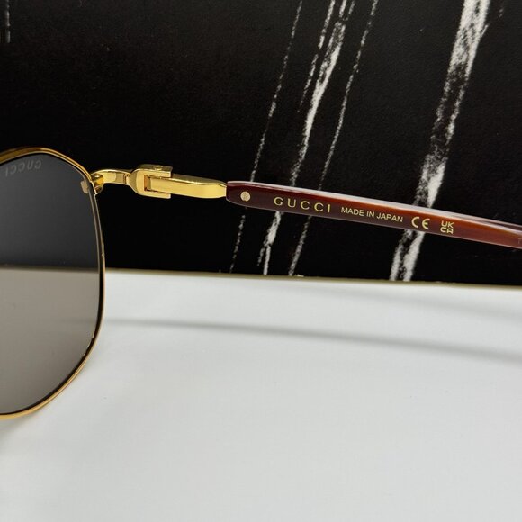 NEW GUCCI GG1220S 002 MEN GOLD/GRAY SUNGLASSES GUCCI - Picture 9 of 9